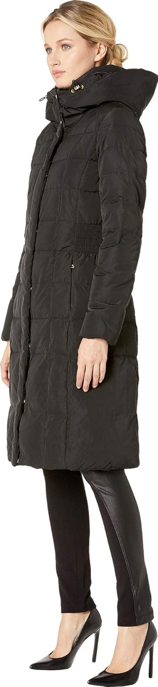 Women'S Knee Length Hooded Quilted down Coat