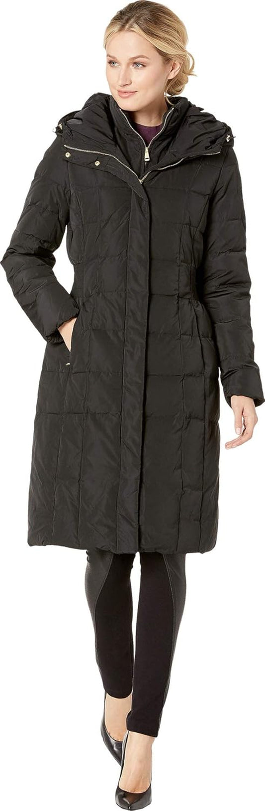 Women'S Knee Length Hooded Quilted down Coat
