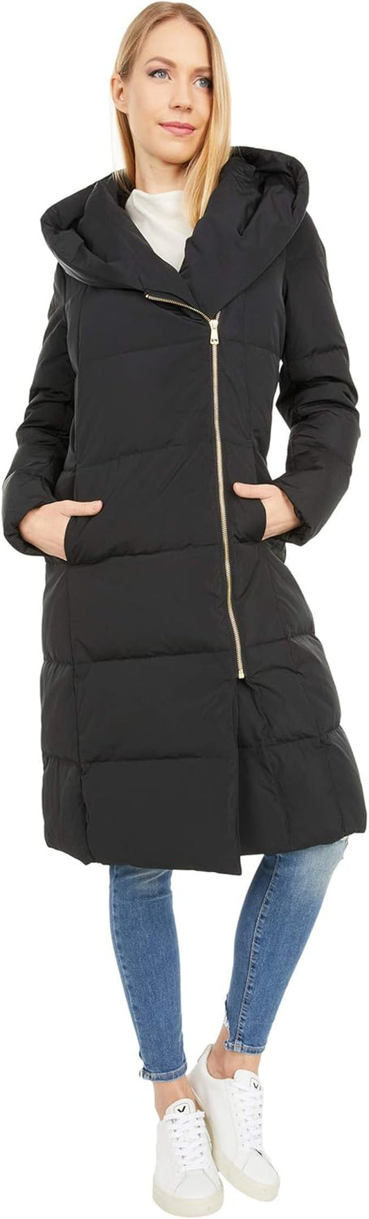 Women'S Long Size Zip Hooded Quilted down Coat