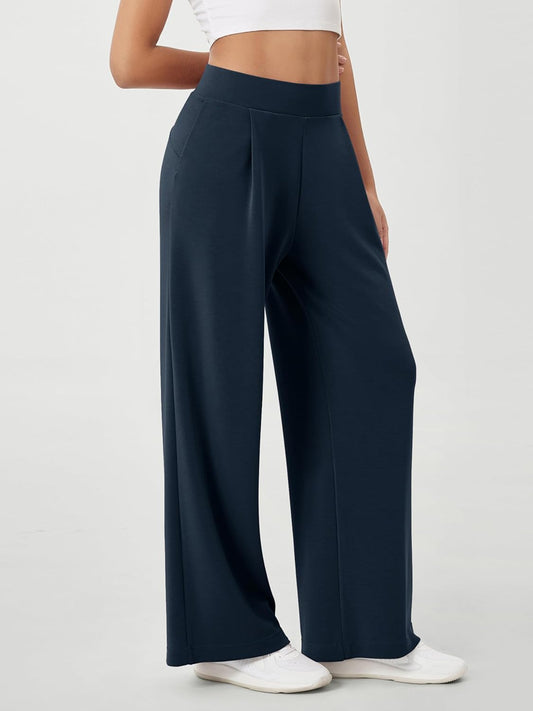 Modal Soft Wide Leg Pants for Women High Waist Casual Relaxed Pants with Pockets-27/29"/ 31" Inseam