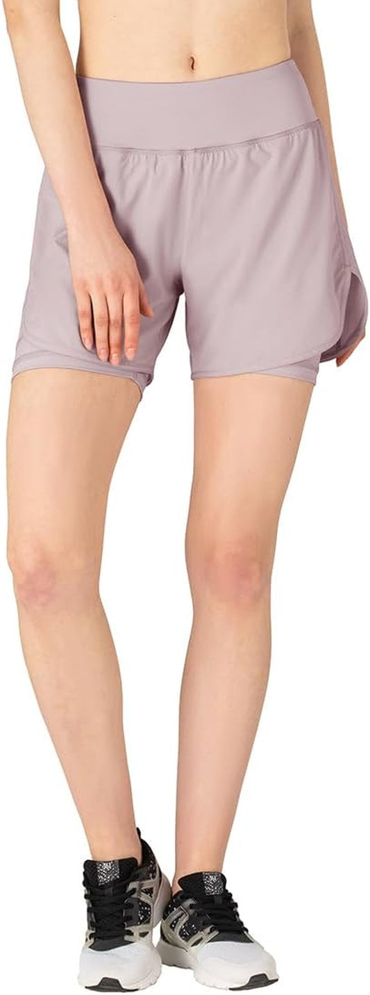 Women'S 2 in 1 Running Shorts Workout Athletic Gym Yoga Shorts Liner