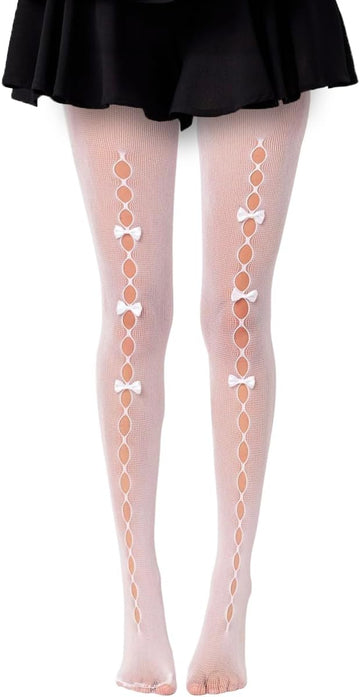 A- White Tights With White Bow