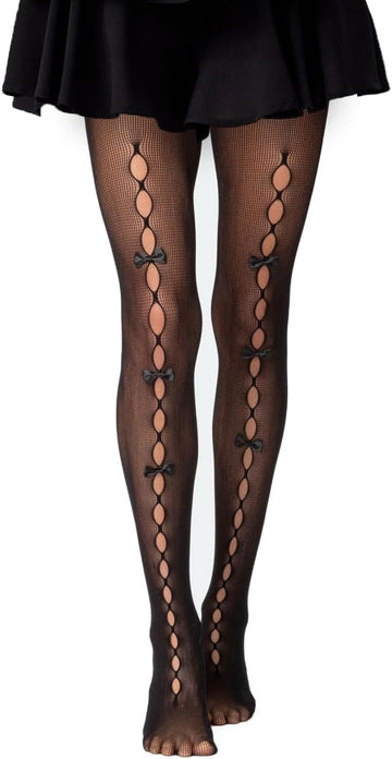 A- Black Tights With Black Bow