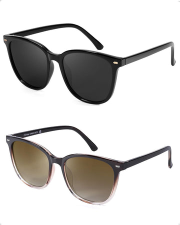 A11(2 Pack)black Frame/Grey Lens+gradient Brown Frame/Brown Lens