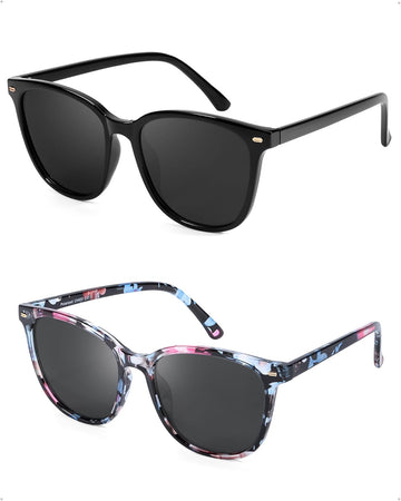 A15(2 Pack)black Frame/Grey Lens+floral Frame/Grey Lens
